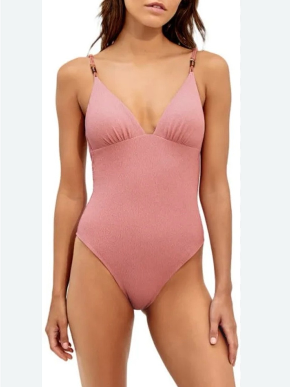 Women's Textured Pink One-Piece Swimsuit